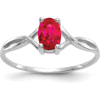 14K White Gold Ruby Birthstone Ring with 0.63 Carat Oval Faceted Ruby - July Birthstone by Oro Pregiato