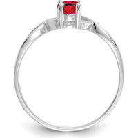 14K White Gold Ruby Birthstone Ring with 0.63 Carat Oval Faceted Ruby - July Birthstone by Oro Pregiato