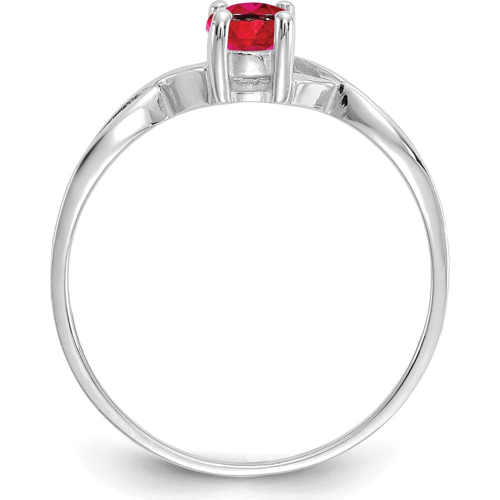 14K White Gold Ruby Birthstone Ring with 0.63 Carat Oval Faceted Ruby - July Birthstone by Oro Pregiato