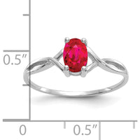 14K White Gold Ruby Birthstone Ring with 0.63 Carat Oval Faceted Ruby - July Birthstone by Oro Pregiato