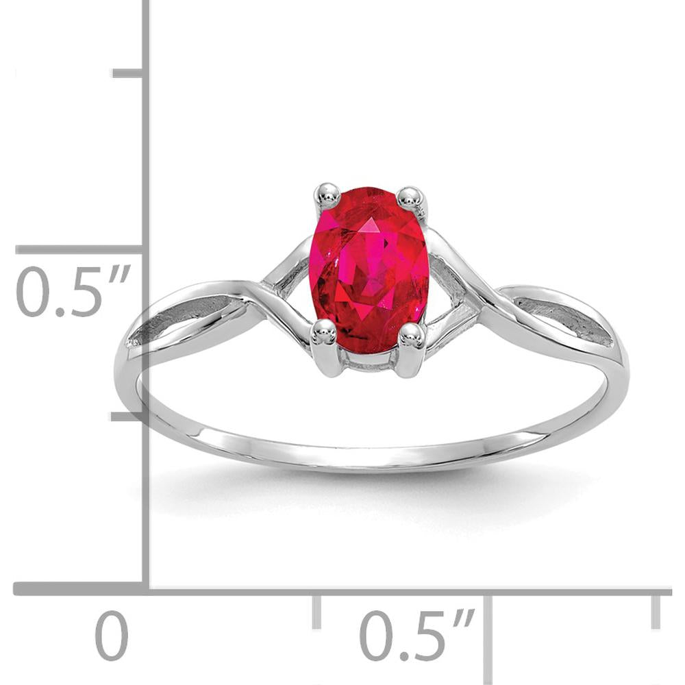 14K White Gold Ruby Birthstone Ring with 0.63 Carat Oval Faceted Ruby - July Birthstone by Oro Pregiato