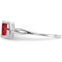 14K White Gold Ruby Birthstone Ring with 0.63 Carat Oval Faceted Ruby - July Birthstone by Oro Pregiato