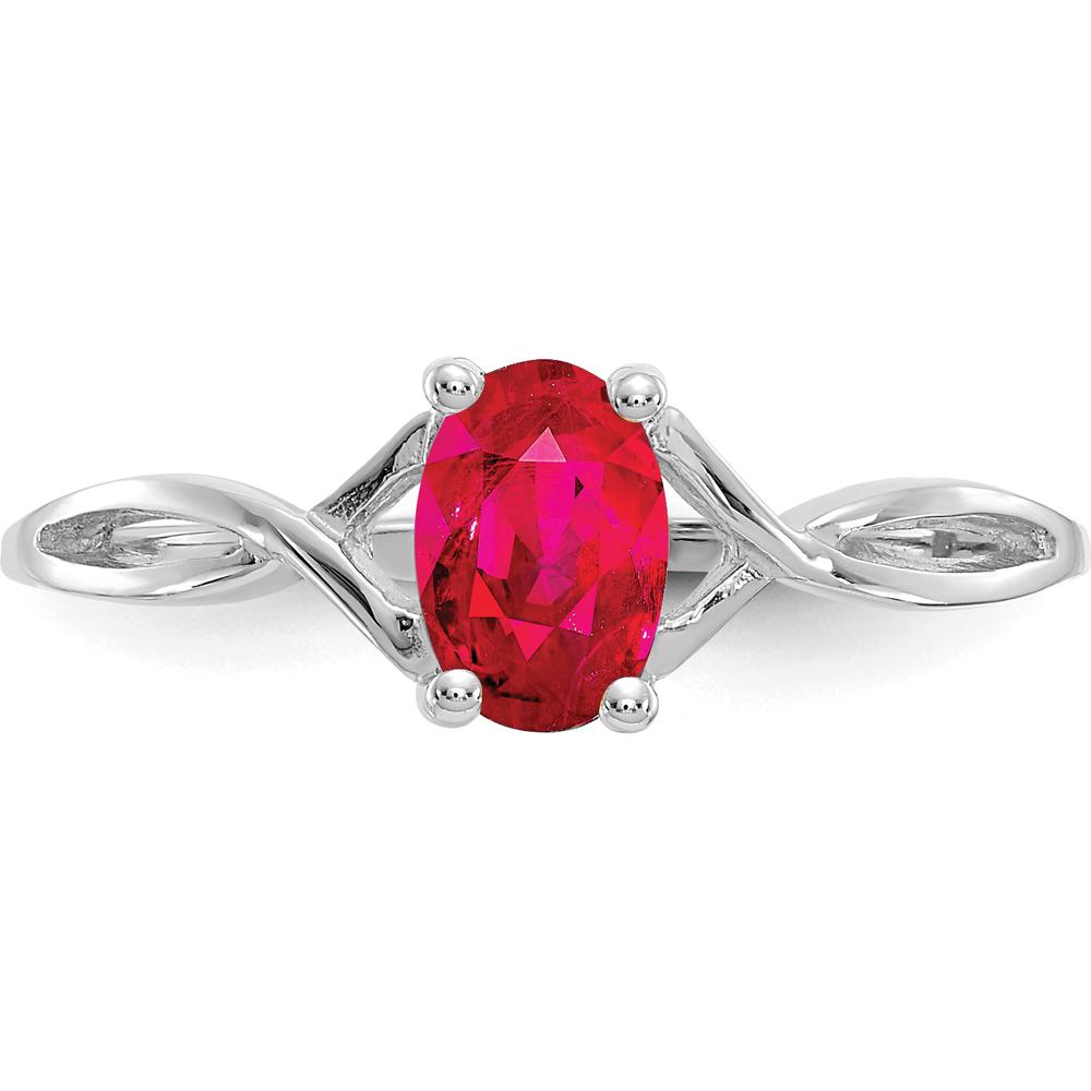 14K White Gold Ruby Birthstone Ring with 0.63 Carat Oval Faceted Ruby - July Birthstone by Oro Pregiato