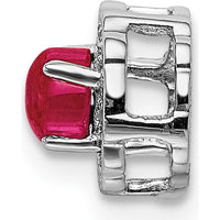 14K White Gold Ruby Cabochon and Diamond Halo Slide Pendant - 0.49 Carat Total Ruby Weight by Monteluci Fine Jewelry
