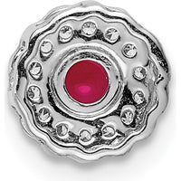 14K White Gold Ruby Cabochon and Diamond Halo Slide Pendant - 0.49 Carat Total Ruby Weight by Monteluci Fine Jewelry