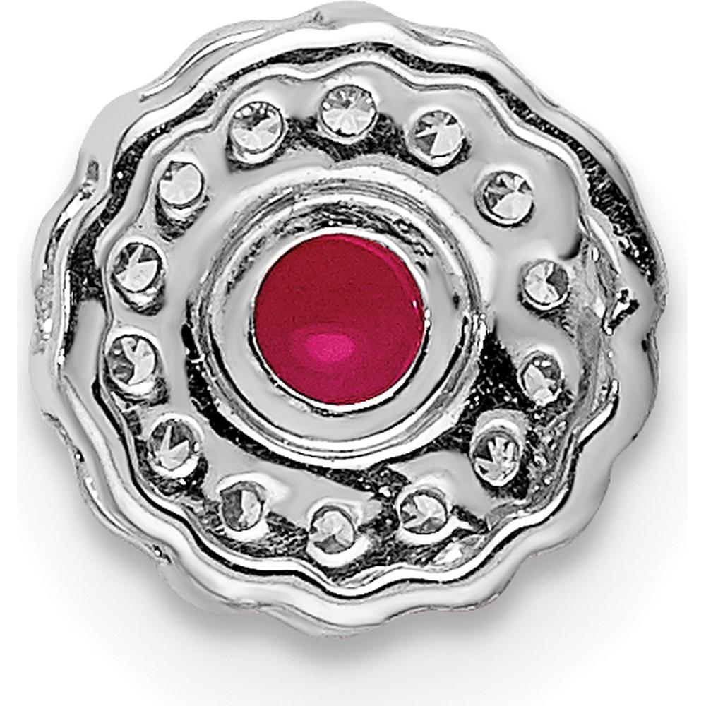 14K White Gold Ruby Cabochon and Diamond Halo Slide Pendant - 0.49 Carat Total Ruby Weight by Monteluci Fine Jewelry