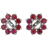 14K White Gold Ruby Earring Jackets with 3.00 Carat Total Ruby Weight
