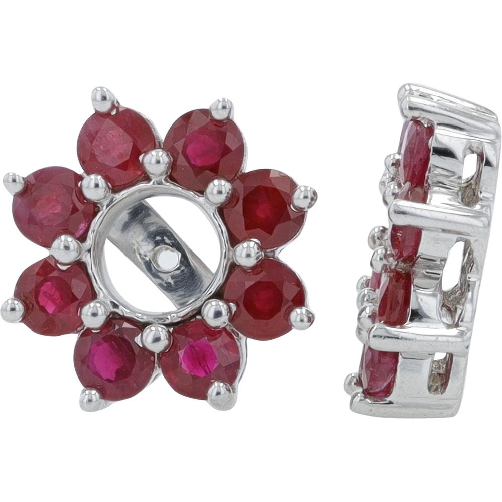 14K White Gold Ruby Earring Jackets with 3.00 Carat Total Ruby Weight