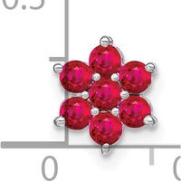14K White Gold Ruby Floral Chain Slide Pendant with 7 Round Rubies - 0.1107 Carat Total Ruby Weight by Lumare Gioia