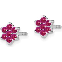 14K White Gold Ruby Floral Post Earrings - 0.083 Carat Total Ruby Weight by Monteluci Fine Jewelry