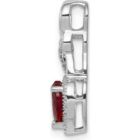 14K White Gold Ruby Heart Pendant with Diamond Accents - 0.98 Carat Ruby and 0.014 Carat Diamond Total Weight by Lumare Gioia