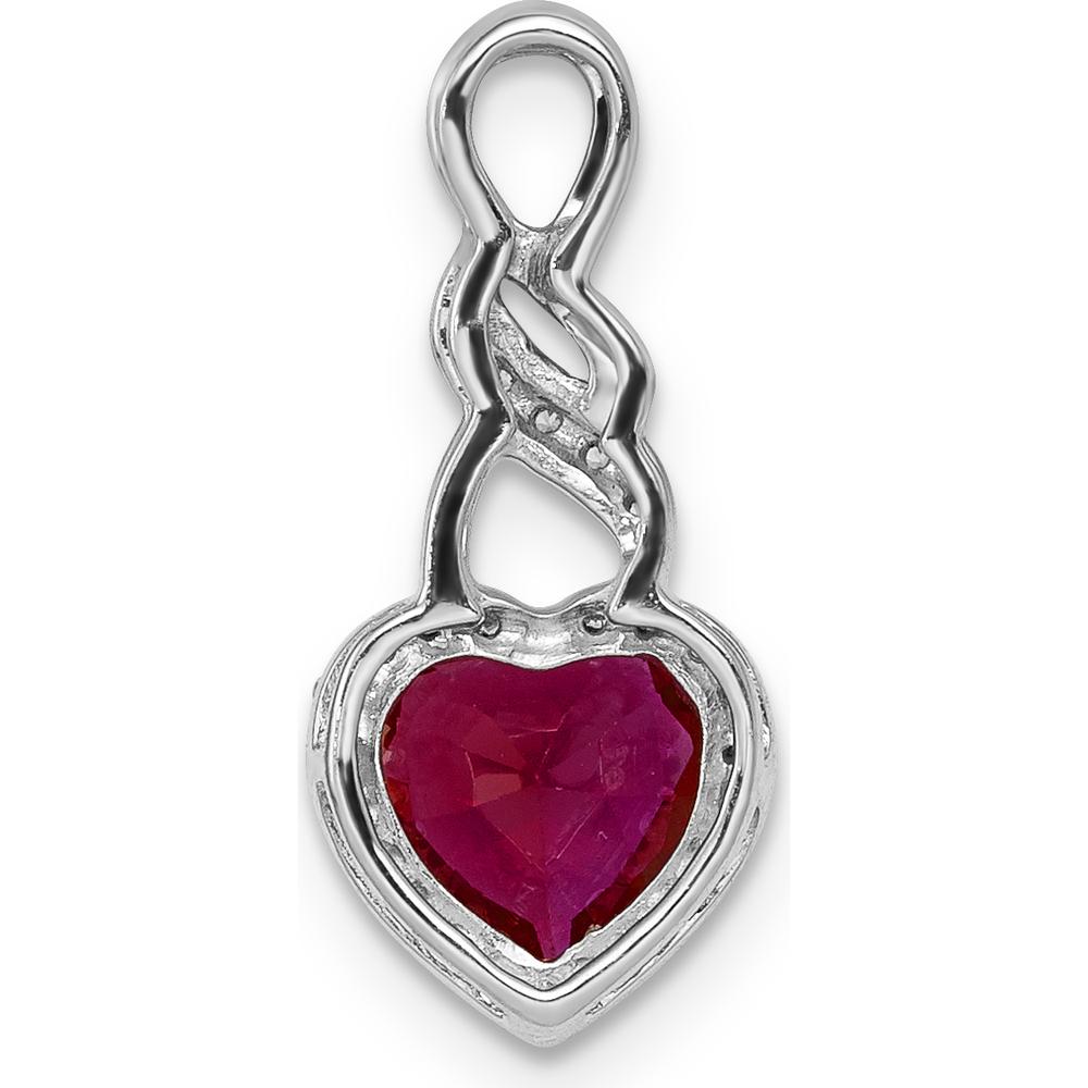 14K White Gold Ruby Heart Pendant with Diamond Accents - 0.98 Carat Ruby and 0.014 Carat Diamond Total Weight by Lumare Gioia
