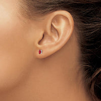 14K White Gold Ruby Stud Earrings with Faceted Oval Cut Rubies - 0.32 Carat Total Ruby Weight by Monteluci Fine Jewelry
