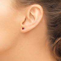 14K White Gold Ruby Stud Earrings with Faceted Round Rubies - 0.37 Carat Total Ruby Weight by Monteluci Fine Jewelry