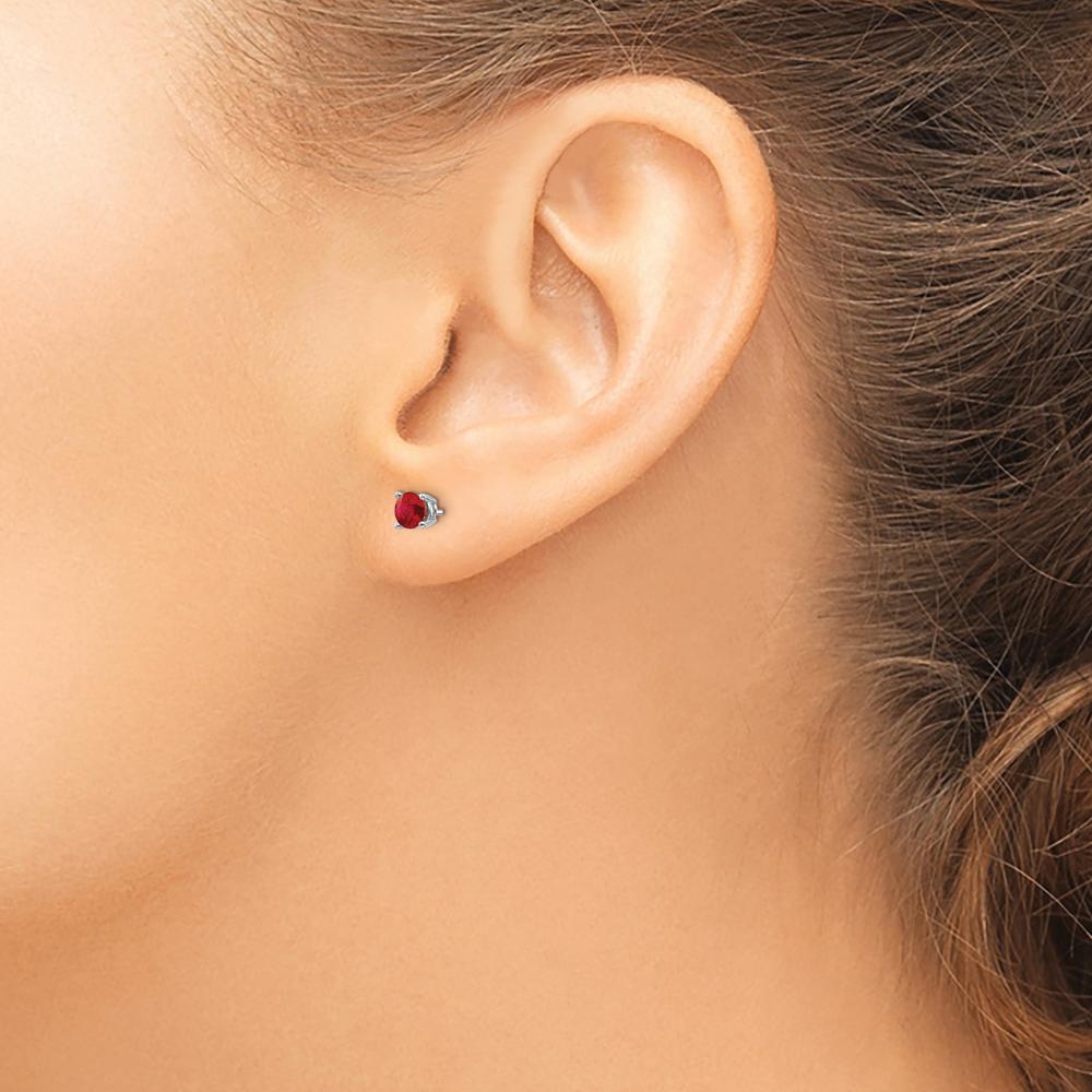 14K White Gold Ruby Stud Earrings with Faceted Round Rubies - 0.37 Carat Total Ruby Weight by Monteluci Fine Jewelry