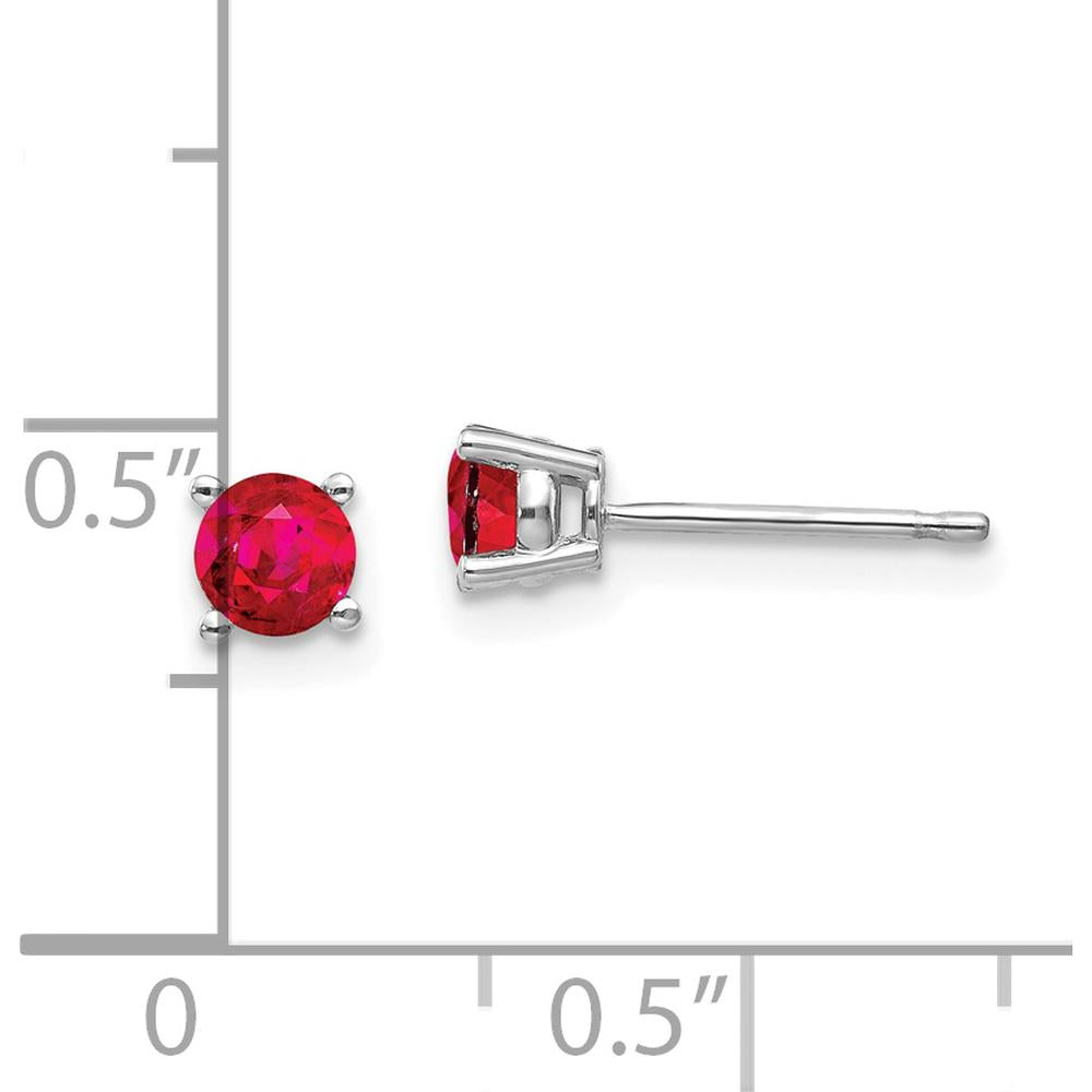 14K White Gold Ruby Stud Earrings with Faceted Round Rubies - 0.37 Carat Total Ruby Weight by Monteluci Fine Jewelry