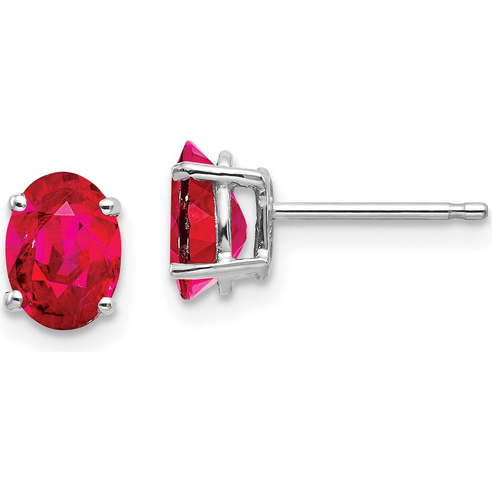 14K White Gold Ruby Stud Earrings with Oval Faceted Rubies - 1.1 Carat Total Ruby Weight by Monteluci Fine Jewelry