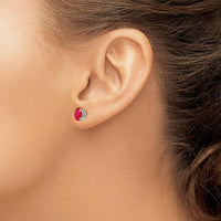 14K White Gold Ruby Stud Earrings with Oval Faceted Rubies - 1.1 Carat Total Ruby Weight by Monteluci Fine Jewelry