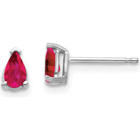 14K White Gold Ruby Stud Earrings with Pear-Shaped Faceted Rubies - 0.30 Carat Total Gem Weight by Monteluci Fine Jewelry