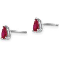 14K White Gold Ruby Stud Earrings with Pear-Shaped Faceted Rubies - 0.30 Carat Total Gem Weight by Monteluci Fine Jewelry