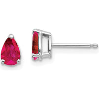 14K White Gold Ruby Stud Earrings with Pear-Shaped Faceted Rubies - 0.52 Carat Total Ruby Weight by Monteluci Fine Jewelry