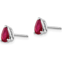 14K White Gold Ruby Stud Earrings with Pear-Shaped Faceted Rubies - 0.52 Carat Total Ruby Weight by Monteluci Fine Jewelry