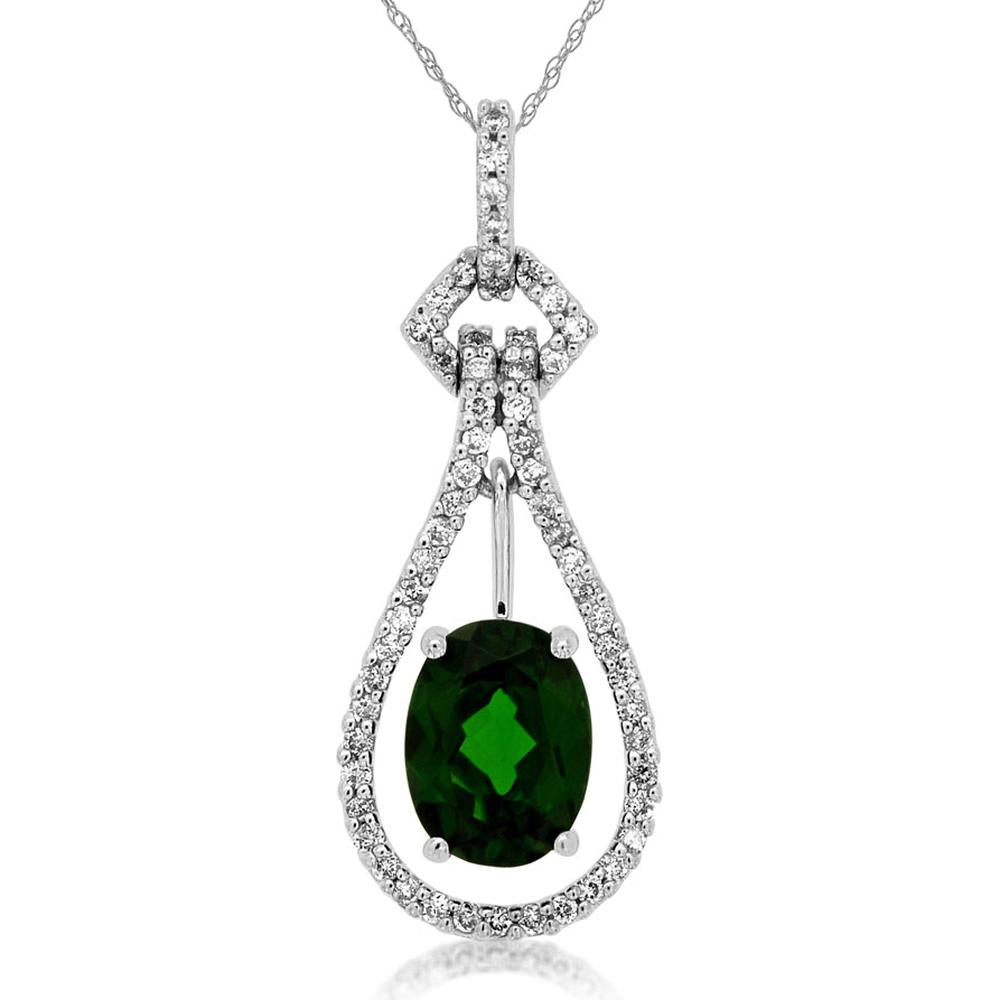 14K White Gold Russalite & Diamond Pendant - 1.52 Carats Total Gemstone Weight