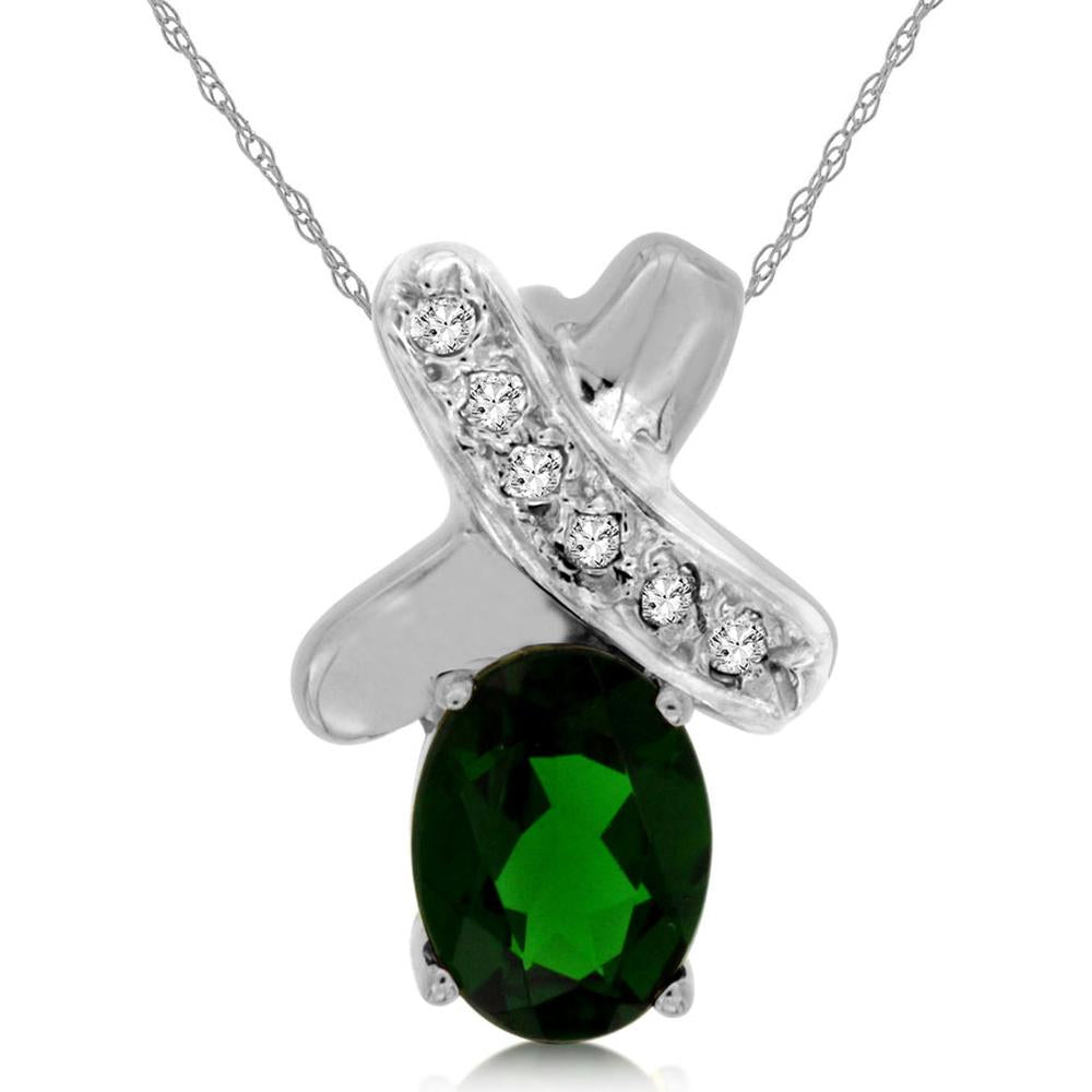14K White Gold Russalite & Diamond Pendant with 1.30 Carats Russalite and 0.07 Carats Total Diamond Weight