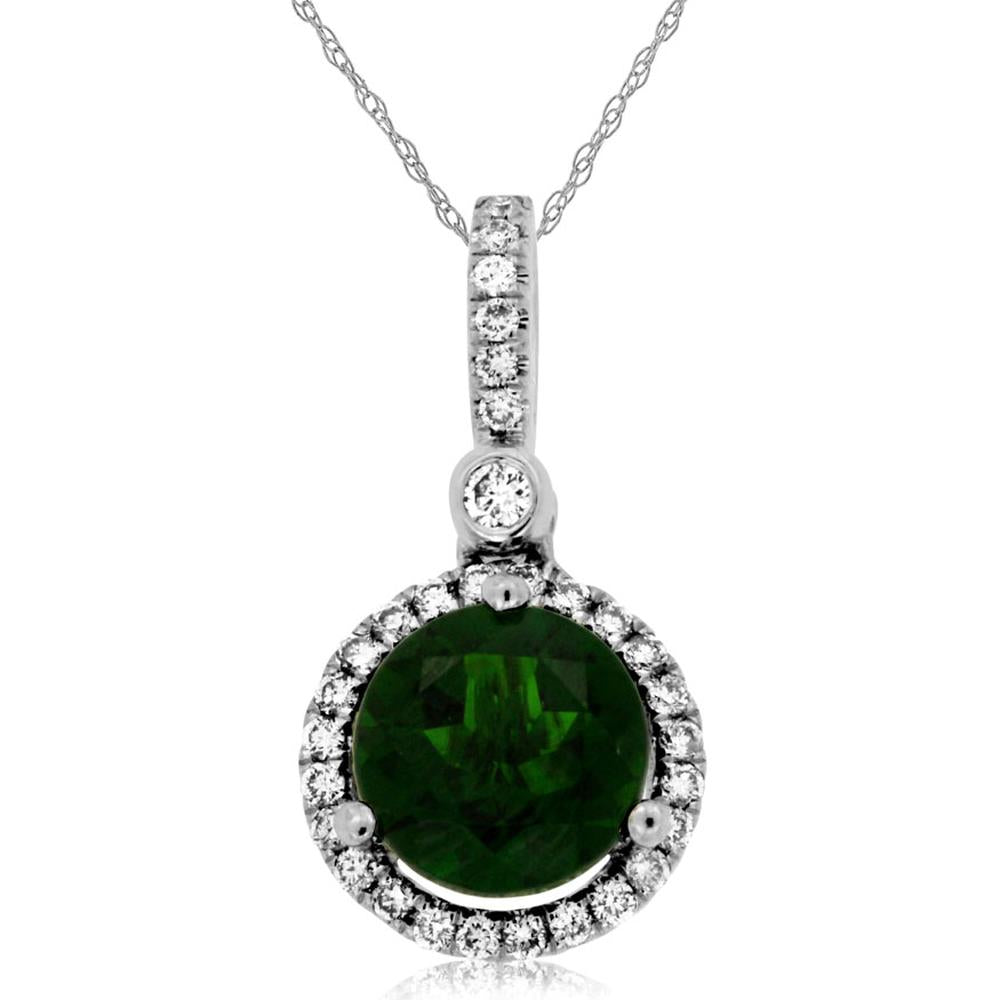 14K White Gold Russalite & Diamond Pendant with Round Russalite - 1.63 Carats Total Gem Weight