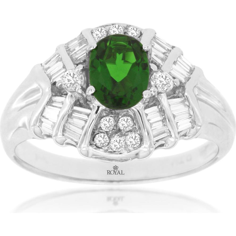 14K White Gold Russalite & Diamond Ring - 1.65 Carats Total Gem Weight
