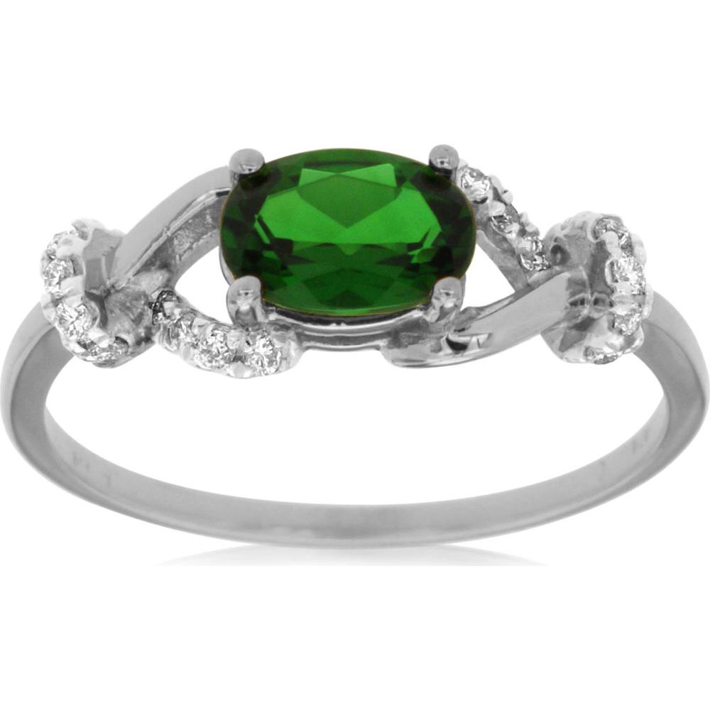 14K White Gold Russalite & Diamond Ring with Oval-Cut Russalite - 0.95 Carats Total Gem Weight