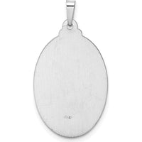 14K White Gold Saint Christopher Medal Oval Pendant - Polished and Satin Finish by Oro Pregiato