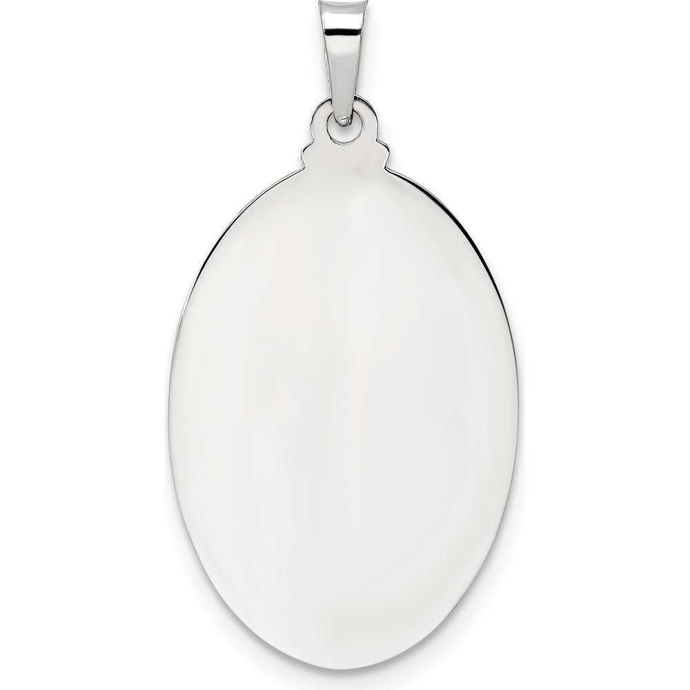 14K White Gold Saint Joseph Oval Medal Pendant with Polished and Satin Finish by Oro Pregiato