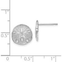 14K White Gold Sand Dollar Button Post Earrings - Polished Rhodium Finish by 0