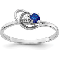 14K White Gold Sapphire 3mm and Diamond Ring - 0.17 Carat Sapphire, 0.004 Carat Diamond Total Weight by Monteluci Fine Jewelry