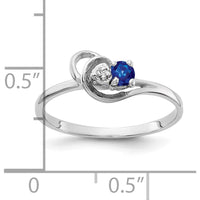 14K White Gold Sapphire 3mm and Diamond Ring - 0.17 Carat Sapphire, 0.004 Carat Diamond Total Weight by Monteluci Fine Jewelry