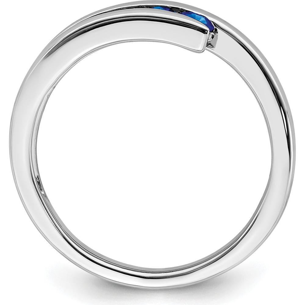 14K White Gold Sapphire 4-Stone Ring with Round Sapphires - 0.26 Carat Total Sapphire Weight by Monteluci Fine Jewelry