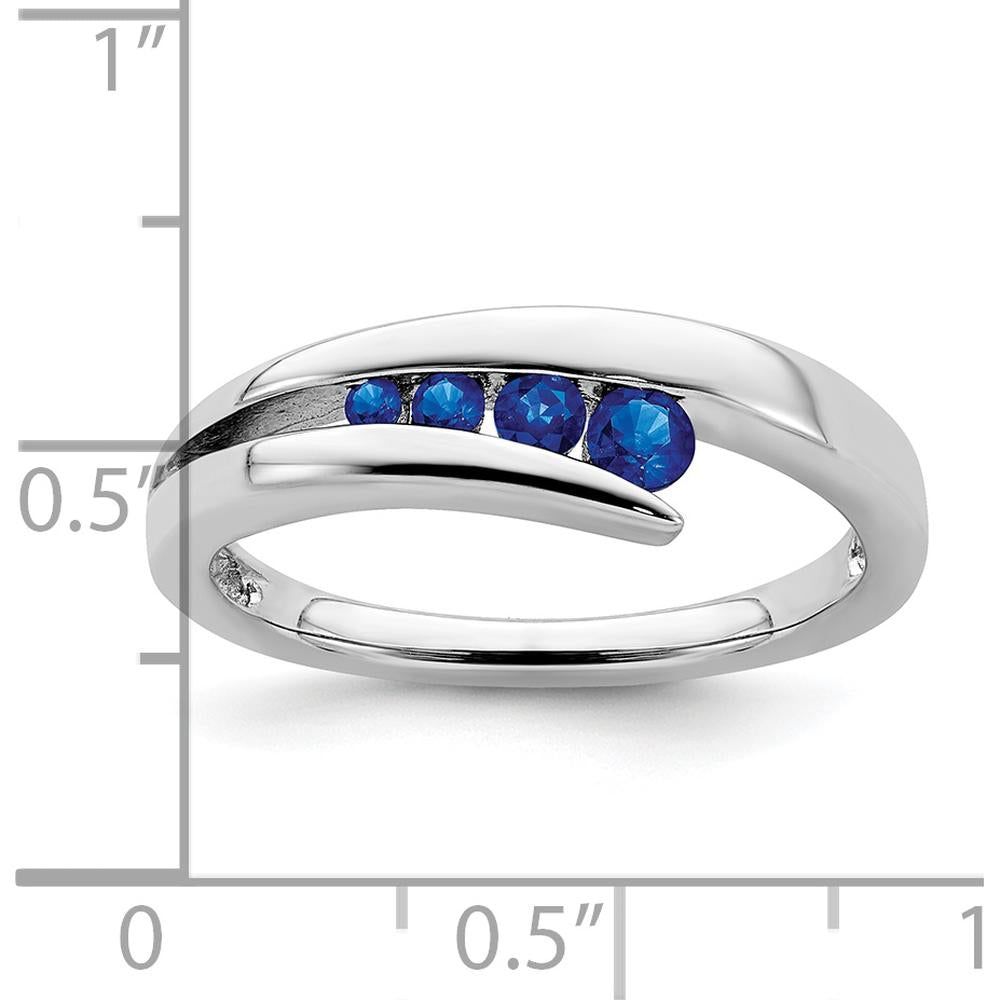 14K White Gold Sapphire 4-Stone Ring with Round Sapphires - 0.26 Carat Total Sapphire Weight by Monteluci Fine Jewelry