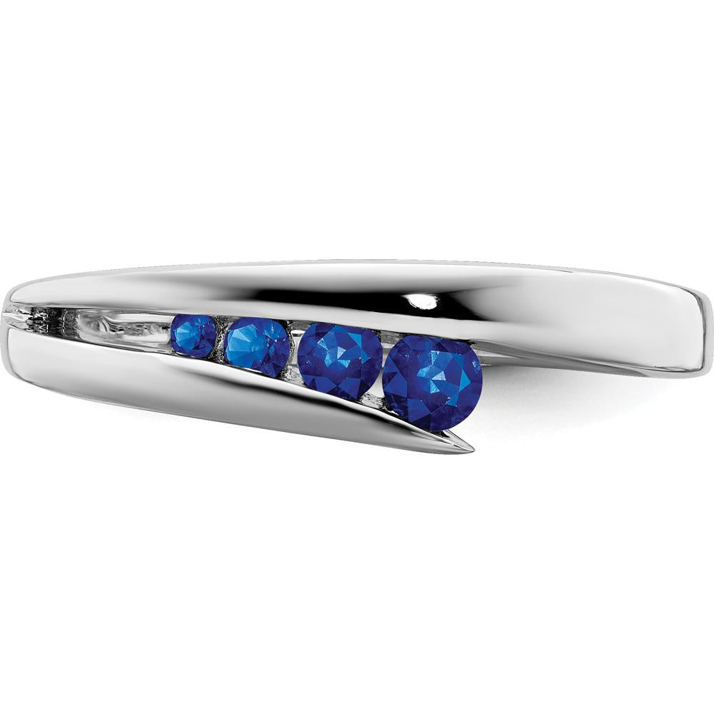 14K White Gold Sapphire 4-Stone Ring with Round Sapphires - 0.26 Carat Total Sapphire Weight by Monteluci Fine Jewelry