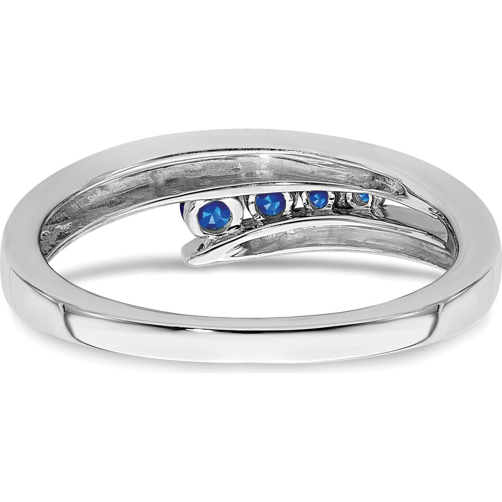 14K White Gold Sapphire 4-Stone Ring with Round Sapphires - 0.26 Carat Total Sapphire Weight by Monteluci Fine Jewelry