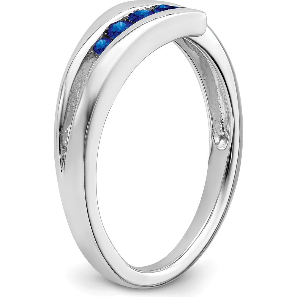 14K White Gold Sapphire 4-Stone Ring with Round Sapphires - 0.26 Carat Total Sapphire Weight by Monteluci Fine Jewelry