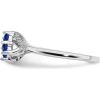 14K White Gold Sapphire and Diamond 2-Stone Bypass Ring - 0.17 Carat Sapphire, 0.06 Carat Total Diamond Weight by 0