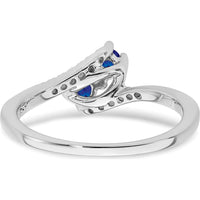 14K White Gold Sapphire and Diamond 2-Stone Bypass Ring - 0.17 Carat Sapphire, 0.06 Carat Total Diamond Weight by 0