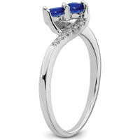 14K White Gold Sapphire and Diamond 2-Stone Bypass Ring - 0.17 Carat Sapphire, 0.06 Carat Total Diamond Weight by 0