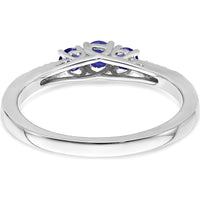 14K White Gold Sapphire and Diamond 3-Stone Ring - 0.36 Carat Total Sapphire Weight, 0.03 Carat Total Diamond Weight by 0