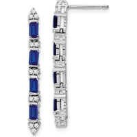 14K White Gold Sapphire and Diamond 4-Stone Dangle Earrings - 0.151 Carat Sapphire and 0.008 Carat Diamond Total Carat Weight by Monteluci Fine Jewelry