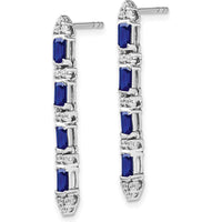 14K White Gold Sapphire and Diamond 4-Stone Dangle Earrings - 0.151 Carat Sapphire and 0.008 Carat Diamond Total Carat Weight by Monteluci Fine Jewelry