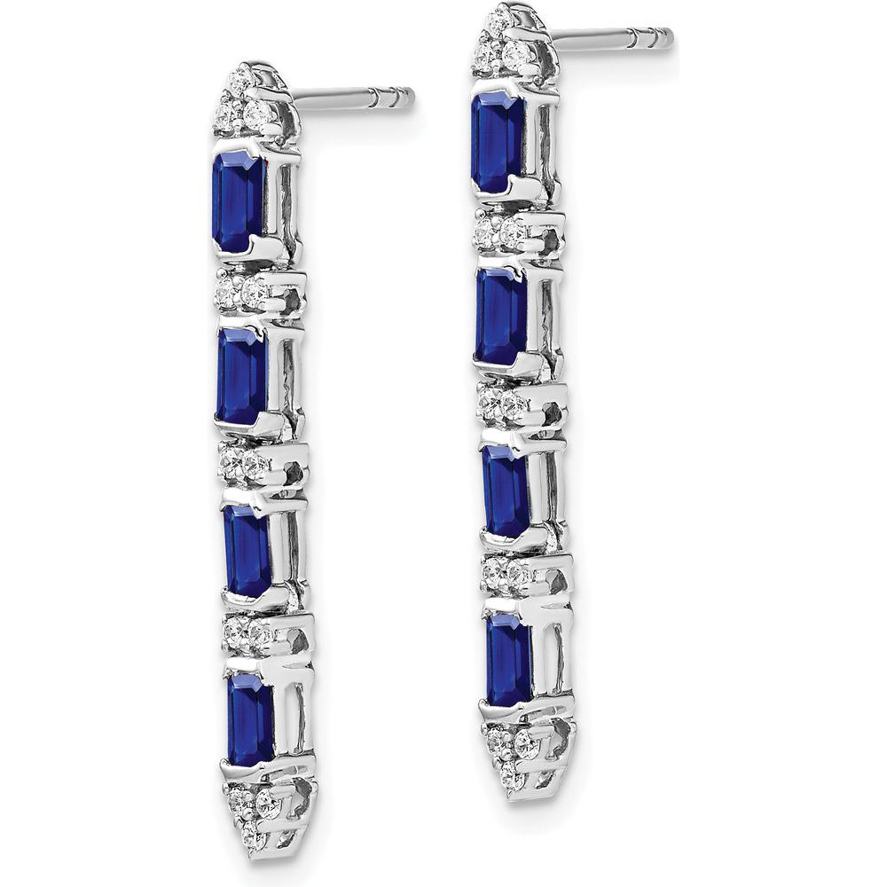14K White Gold Sapphire and Diamond 4-Stone Dangle Earrings - 0.151 Carat Sapphire and 0.008 Carat Diamond Total Carat Weight by Monteluci Fine Jewelry