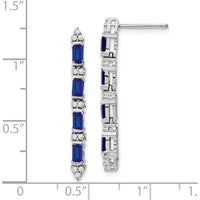 14K White Gold Sapphire and Diamond 4-Stone Dangle Earrings - 0.151 Carat Sapphire and 0.008 Carat Diamond Total Carat Weight by Monteluci Fine Jewelry