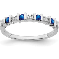 14K White Gold Sapphire and Diamond Band - 0.05 Carat Sapphire, 0.01 Carat Diamond by 0